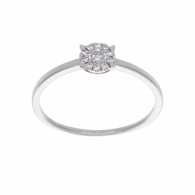 Anillo Platino con Diamante 0,15 ct Halo | AN-14652