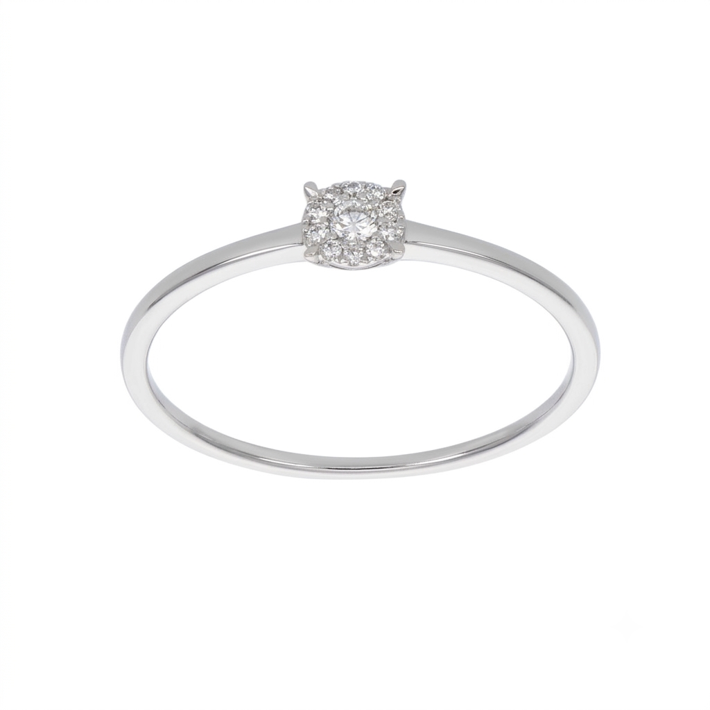 Anillo Platino con Diamante 0,08 ct Halo | AN-14653