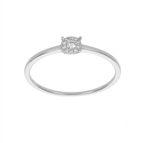 Anillo Platino con Diamante 0,08 ct Halo | AN-14653