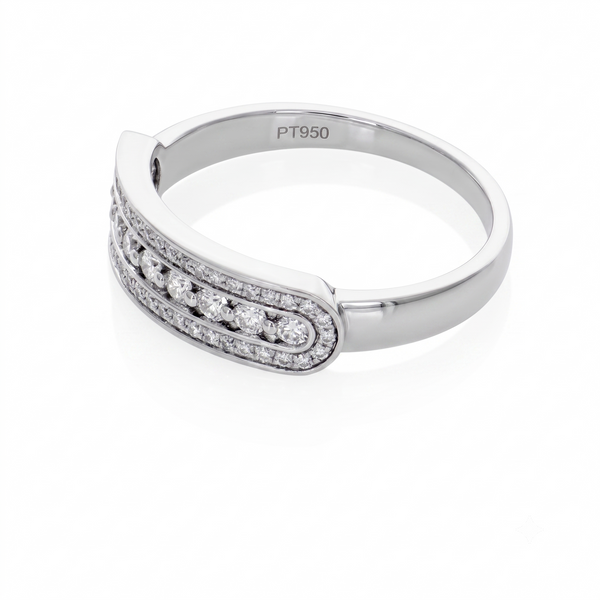 Anillo Platino con Diamante 0,32 ct Medio Cintillo | AN-14654