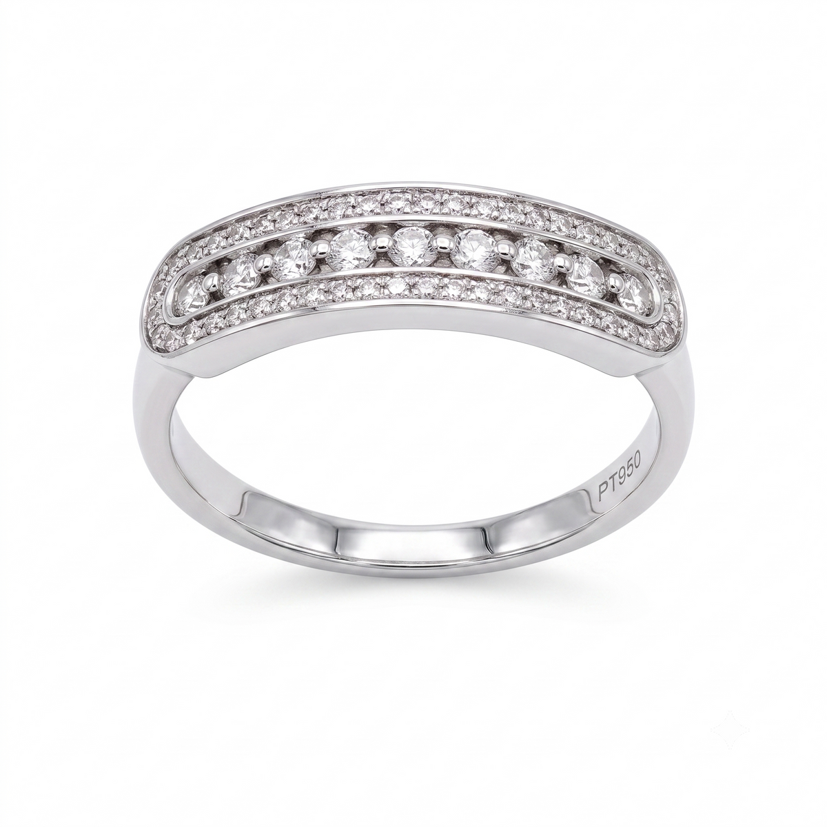 Anillo Platino con Diamante 0,32 ct Medio Cintillo | AN-14654