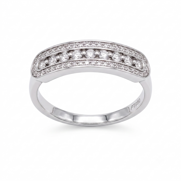 Anillo Platino con Diamante 0,32 ct Medio Cintillo | AN-14654