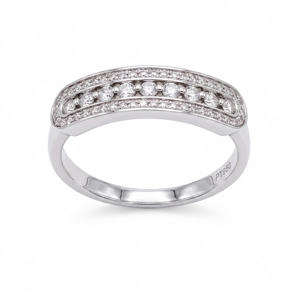 Anillo Platino con Diamante 0,32 ct Medio Cintillo | AN-14654
