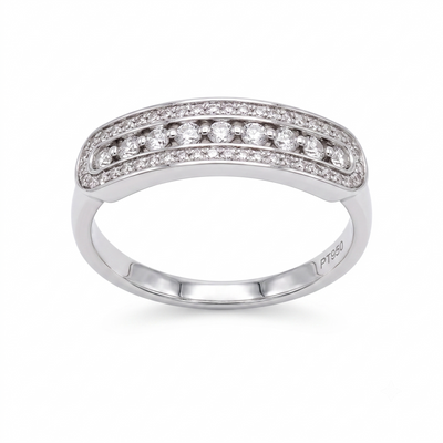 Anillo Platino con Diamante 0,32 ct Medio Cintillo | AN-14654