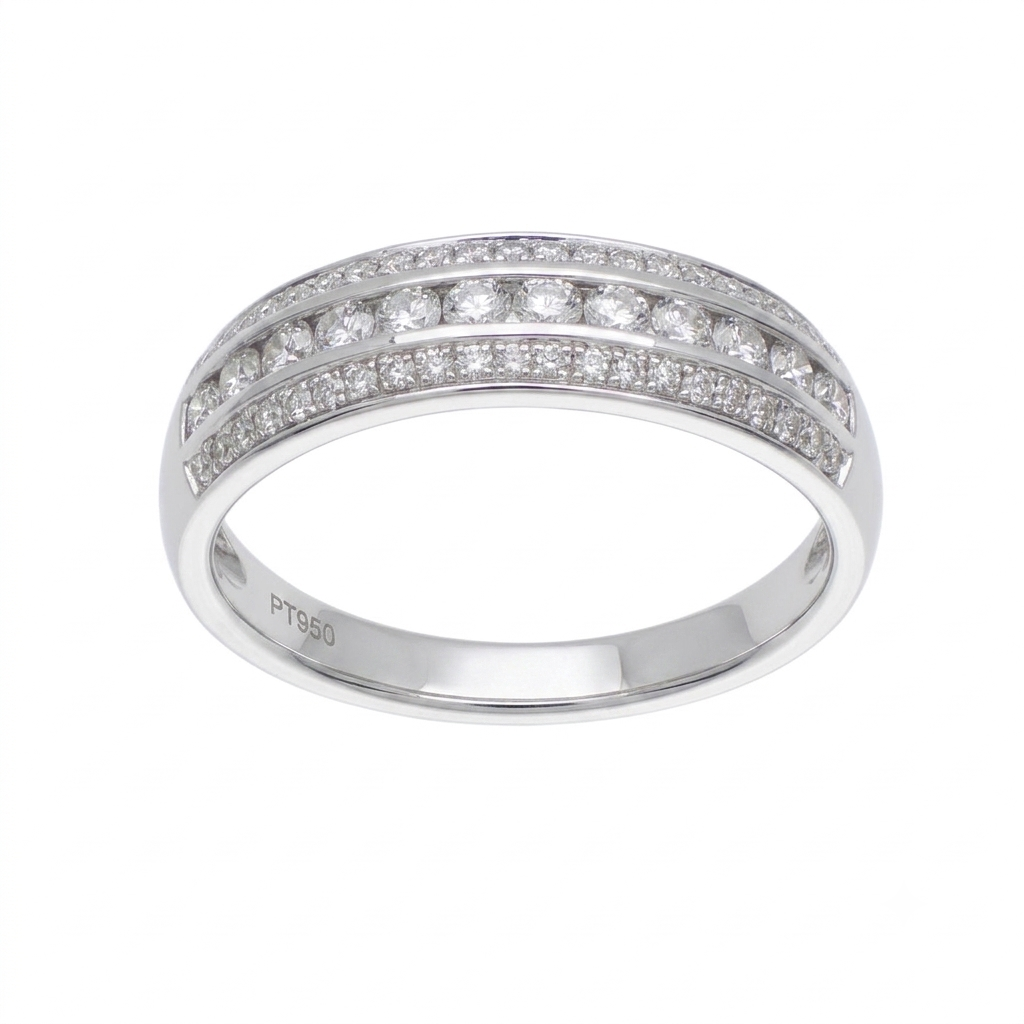 Anillo Platino con Diamante 0,48 ct Medio Cintillo | AN-14655