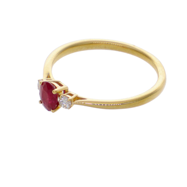 Anillo Oro Amarillo 18K con Rubíes y Diamantes | AN-14657
