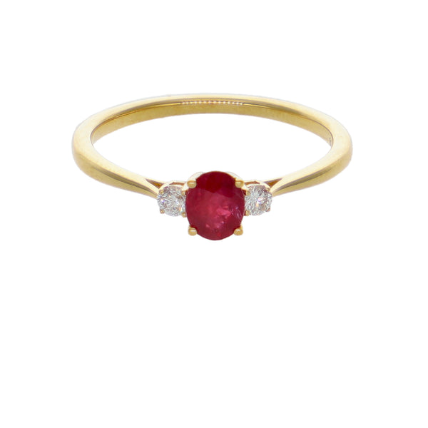 Anillo Oro Amarillo 18K con Rubíes y Diamantes | AN-14657