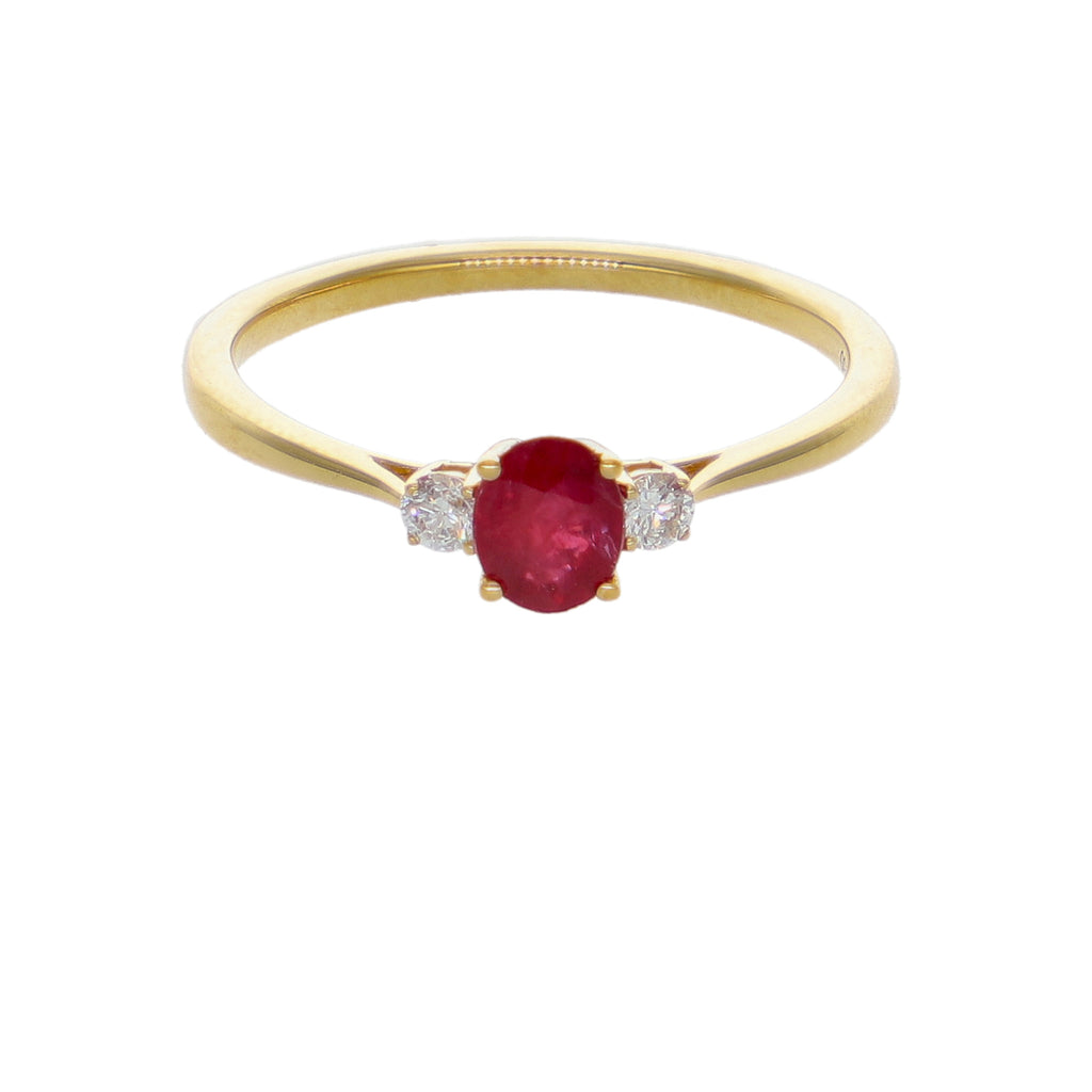 Anillo Oro Amarillo 18K con Rubíes y Diamantes | AN-14657