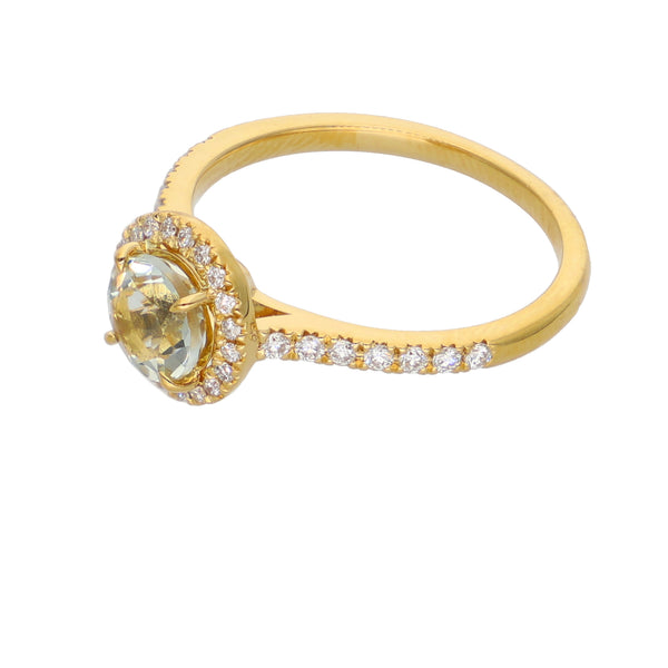 Anillo Oro Amarillo 18K con Amatista Verde y Diamantes | AN-14658