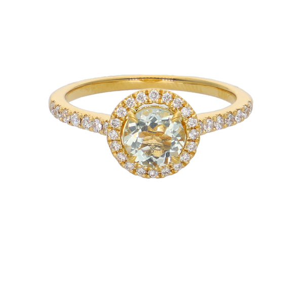 Anillo Oro Amarillo 18K con Amatista Verde y Diamantes | AN-14658