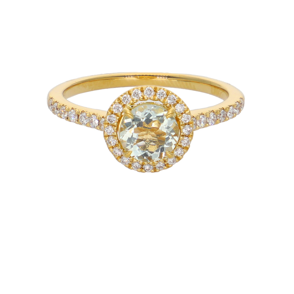 Anillo Oro Amarillo 18K con Amatista Verde y Diamantes | AN-14658