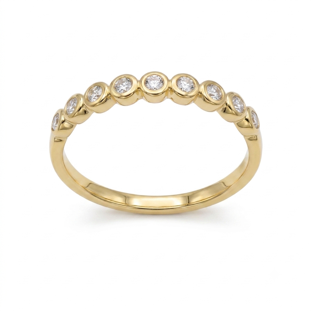 Anillo Oro Amarillo 18K con Diamantes 0,26 ct Medio Cintillo |  AN-14659