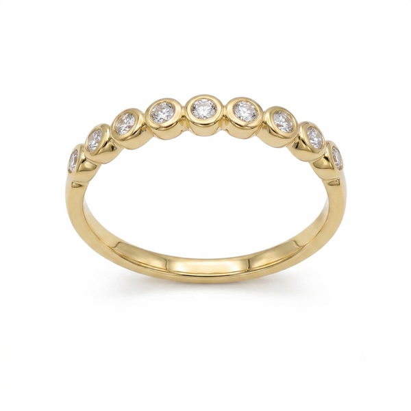 Anillo Oro Amarillo 18K con Diamantes 0,26 ct Medio Cintillo |  AN-14659