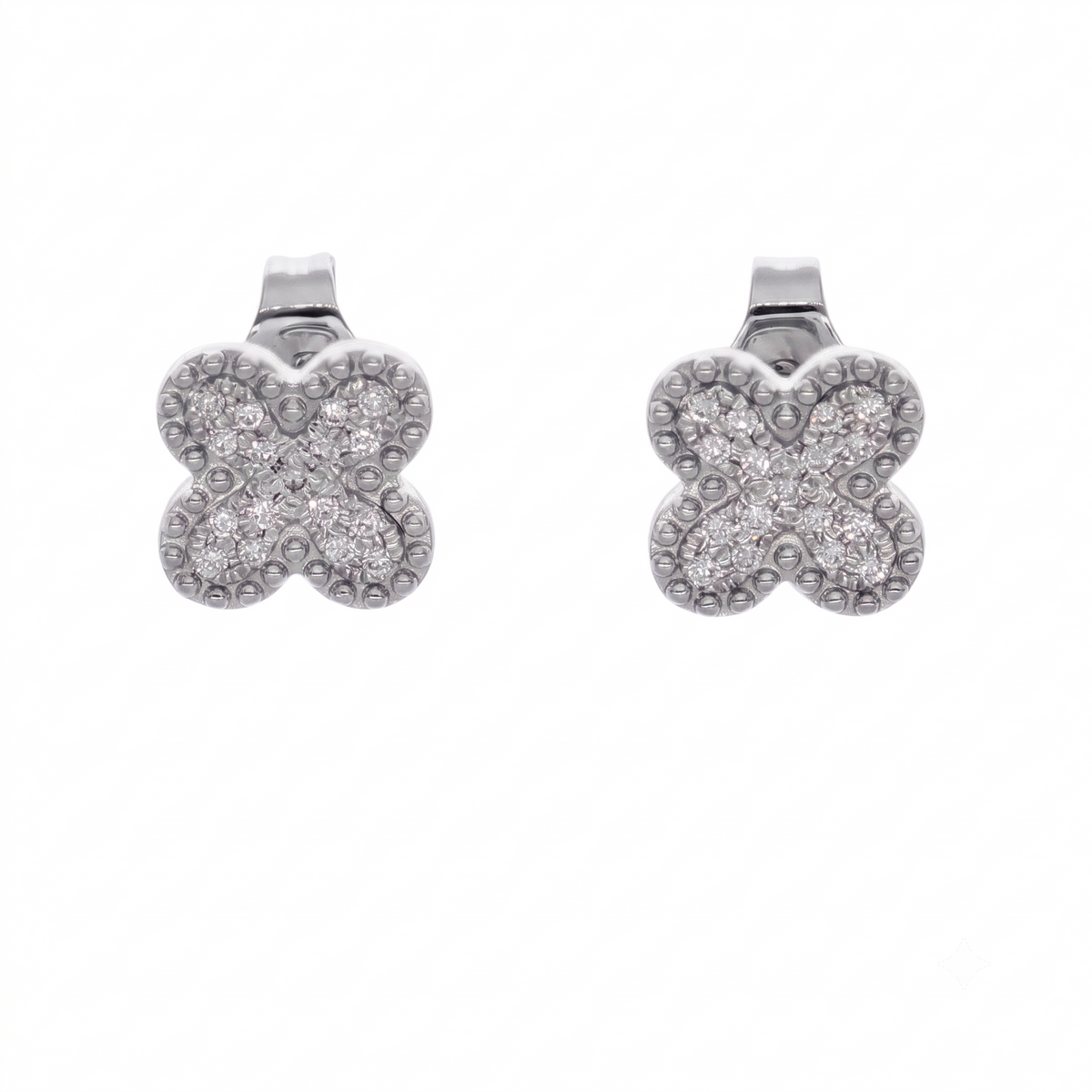Aros Oro Blanco 18kt Diamantes Flor | AR-14661