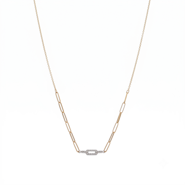 Collar Oro Amarillo 18K con Eslabones y Diamantes 0,11 ct |  CO-14672