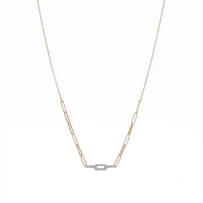 Collar Oro Amarillo 18K con Eslabones y Diamantes 0,11 ct |  CO-14672