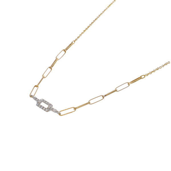 Collar Oro Amarillo 18K con Eslabones y Diamantes 0,11 ct |  CO-14672