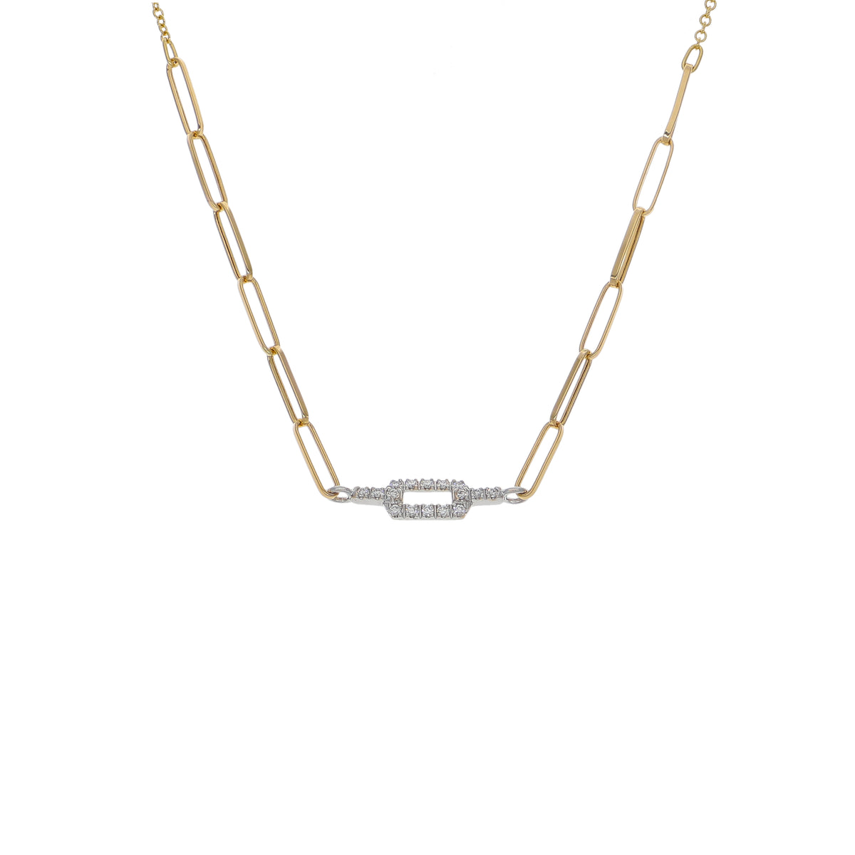 Collar Oro Amarillo 18K con Eslabones y Diamantes 0,11 ct |  CO-14672