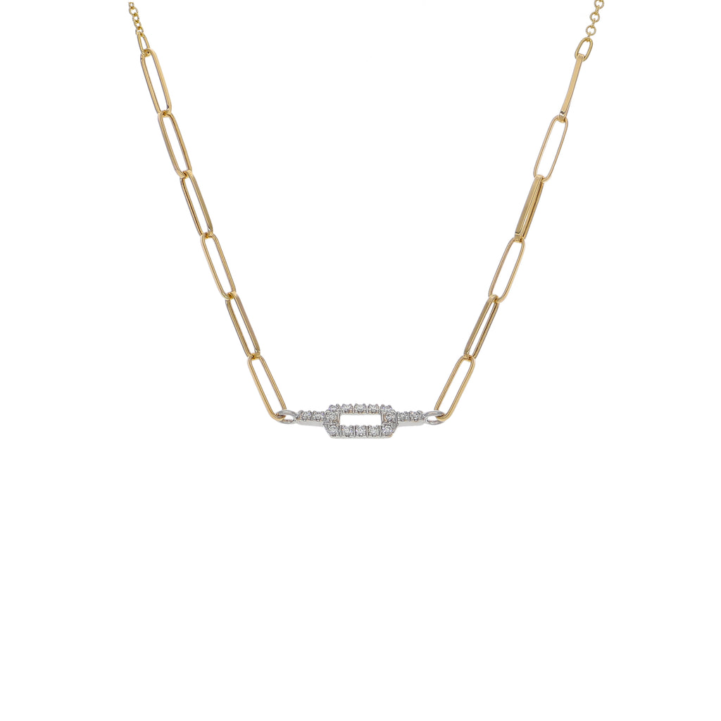 Collar Oro Amarillo 18K con Eslabones y Diamantes 0,11 ct |  CO-14672