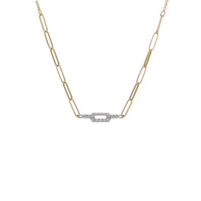 Collar Oro Amarillo 18K con Eslabones y Diamantes 0,11 ct |  CO-14672