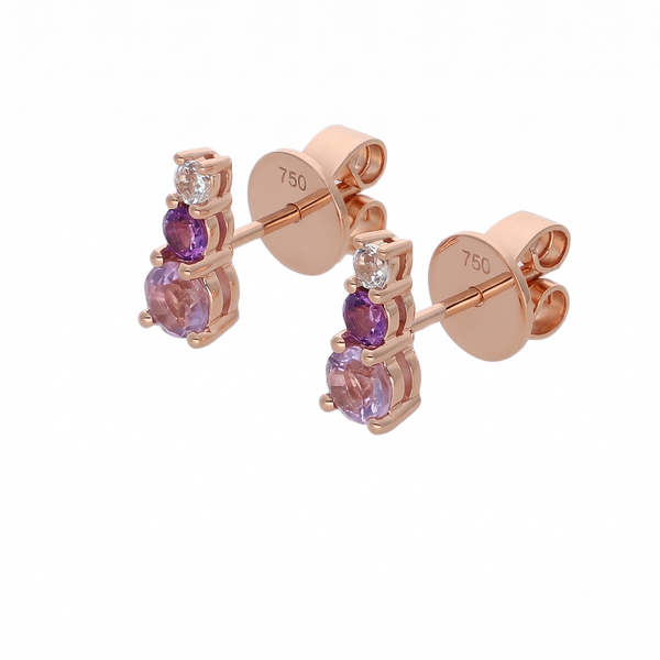 Aros Oro Rosa 18K Topacio y Amatista | AR-14686