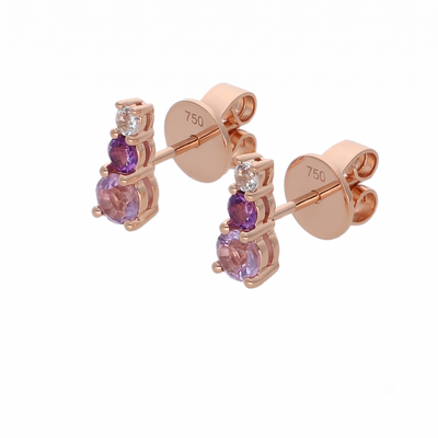 Aros Oro Rosa 18K Topacio y Amatista | AR-14686