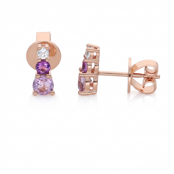 Aros Oro Rosa 18K Topacio y Amatista | AR-14686