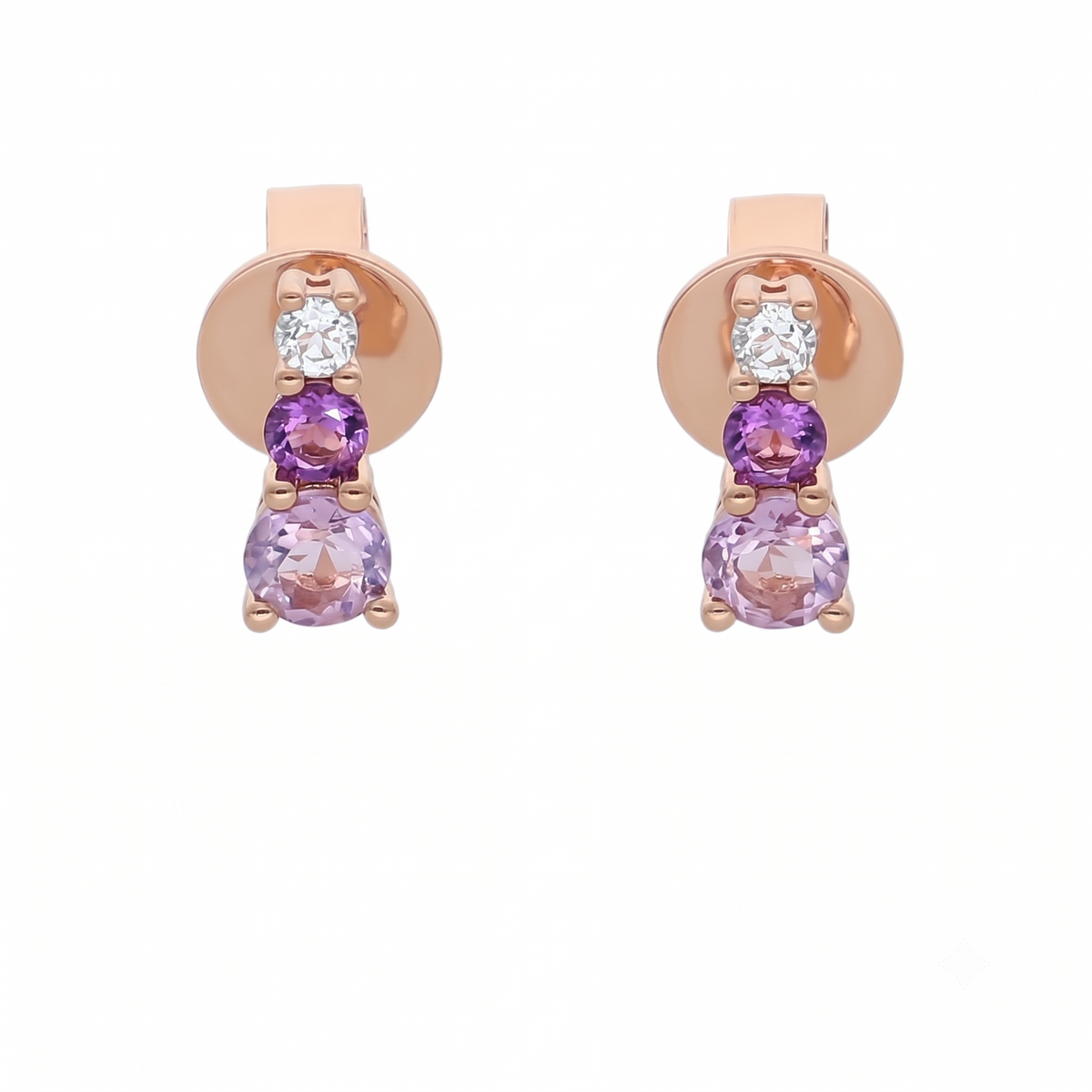 Aros Oro Rosa 18K Topacio y Amatista | AR-14686