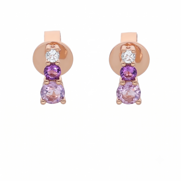 Aros Oro Rosa 18K Topacio y Amatista | AR-14686