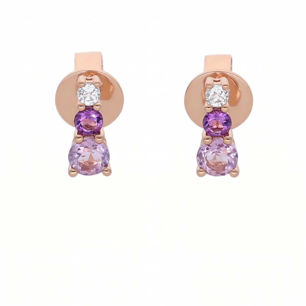 Aros Oro Rosa 18K Topacio y Amatista | AR-14686