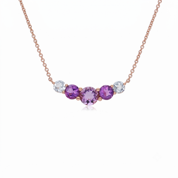 Collar Oro Rosa 18K Topacio y Amatista | CO-14687