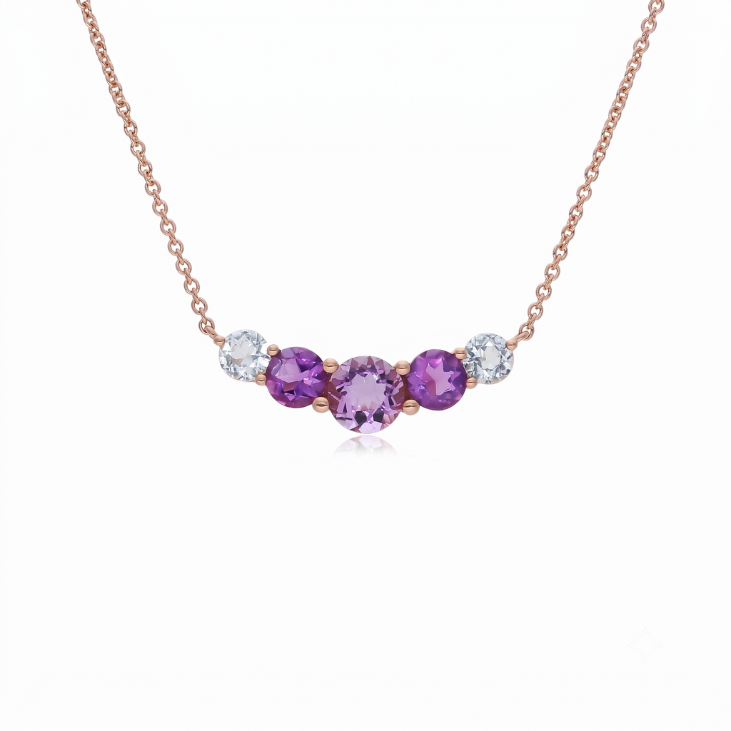 Collar Oro Rosa 18K Topacio y Amatista | CO-14687