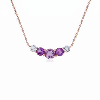 Collar Oro Rosa 18K Topacio y Amatista | CO-14687