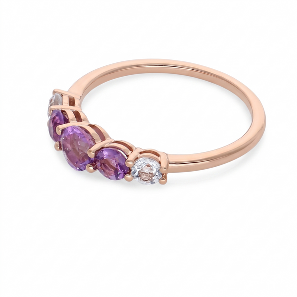 Anillo Oro Rosa 18K Topacio y Amatista | AN-14688