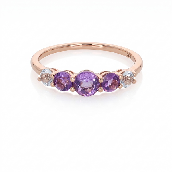Anillo Oro Rosa 18K Topacio y Amatista | AN-14688