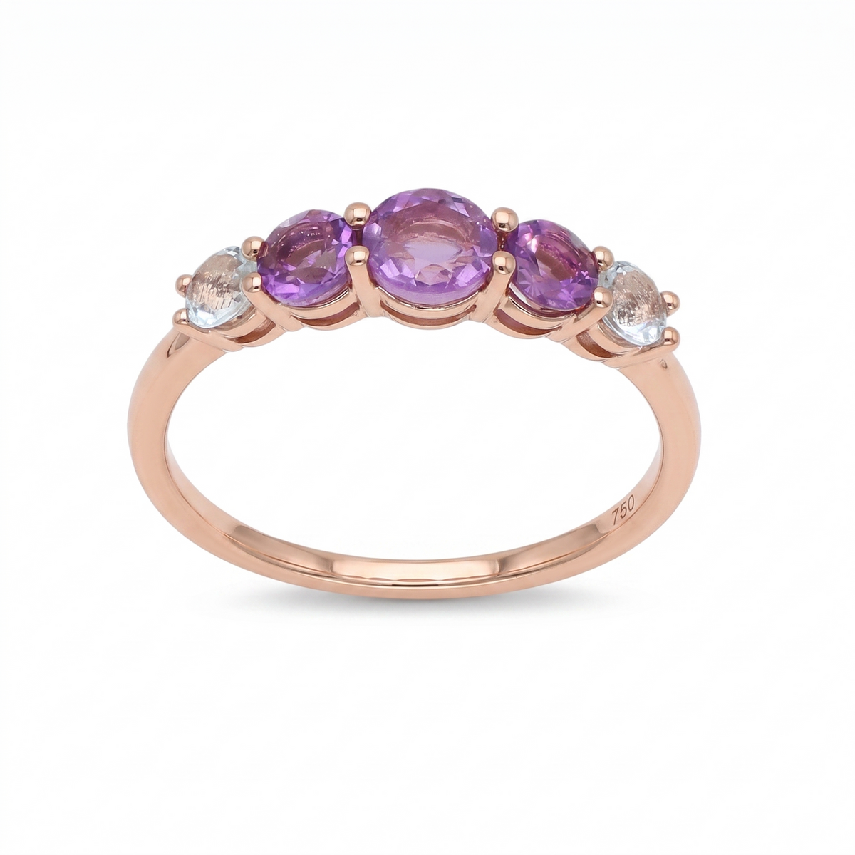 Anillo Oro Rosa 18K Topacio y Amatista | AN-14688