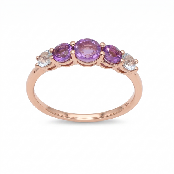 Anillo Oro Rosa 18K Topacio y Amatista | AN-14688