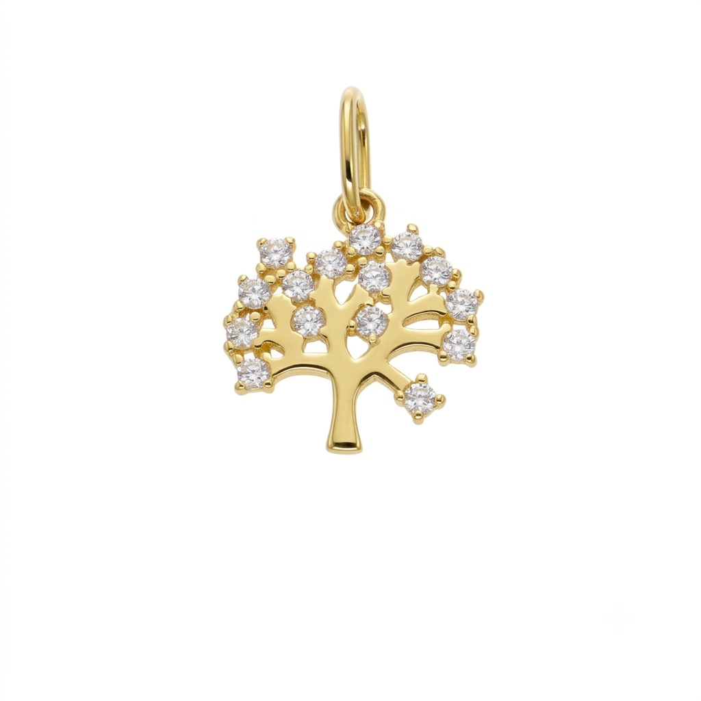 Colgante Oro Amarillo Árbol de la Vida y Circones CL-14749