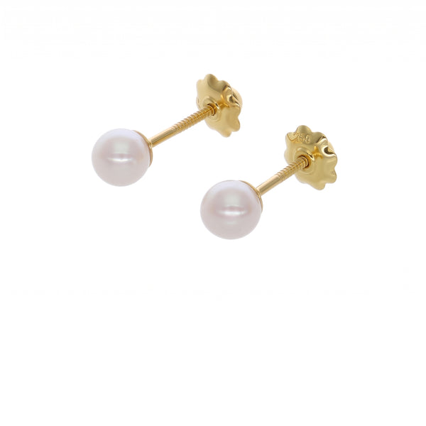 Aros Niña Oro Amarillo 18K con Perlas Cultivadas (4,5 mm) | AR-14762