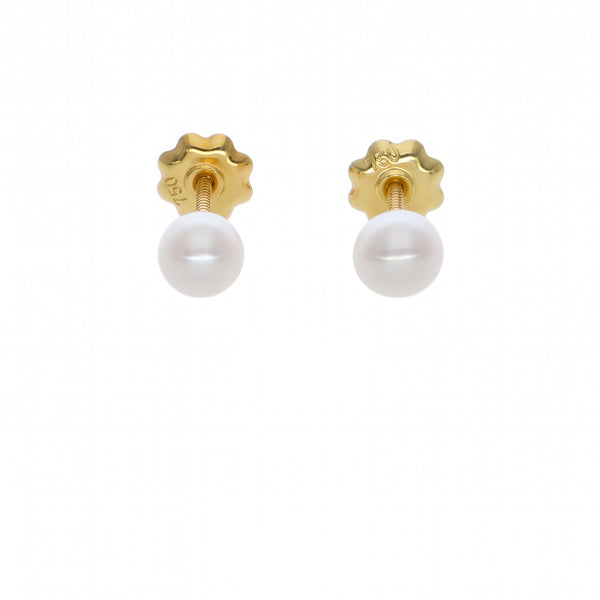 Aros Niña Oro Amarillo 18K con Perlas Cultivadas (4,5 mm) | AR-14762
