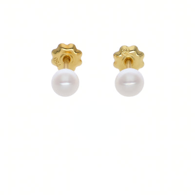 Aros Niña Oro Amarillo 18K con Perlas Cultivadas (4,5 mm) | AR-14762