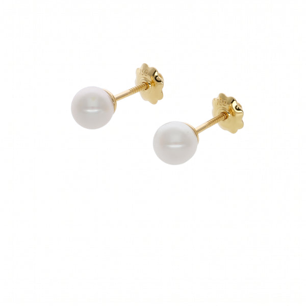 Aros Niña Oro Amarillo 18K con Perlas Cultivadas (5 mm) | AR-14764