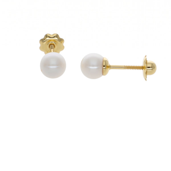 Aros Niña Oro Amarillo 18K con Perlas Cultivadas (5 mm) | AR-14764
