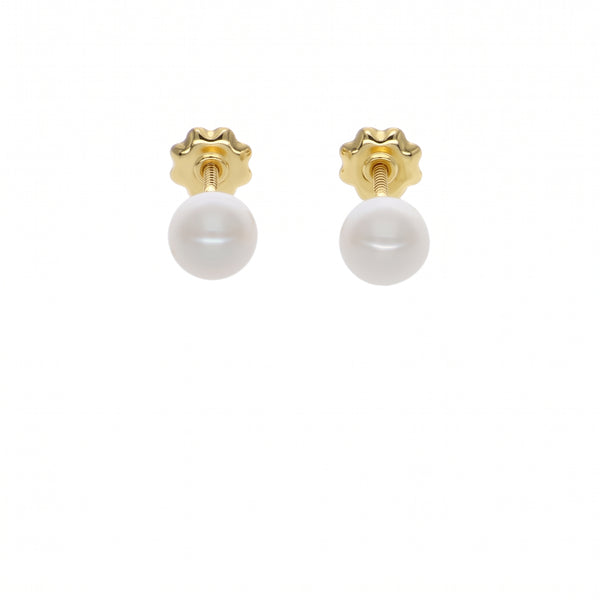 Aros Niña Oro Amarillo 18K con Perlas Cultivadas (5 mm) | AR-14764