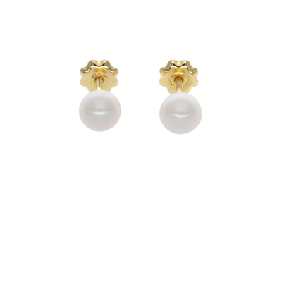 Aros Niña Oro Amarillo 18K con Perlas Cultivadas (5 mm) | AR-14764