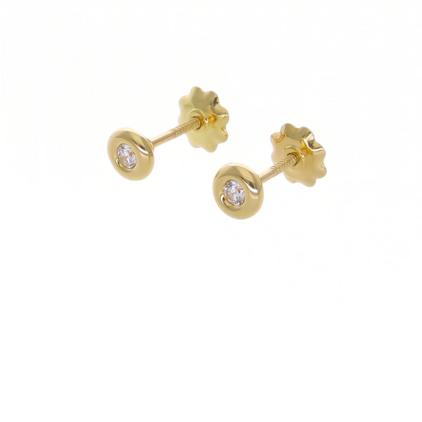 Aros Niña Oro Amarillo 18K con Circones 4mm | AR-14768