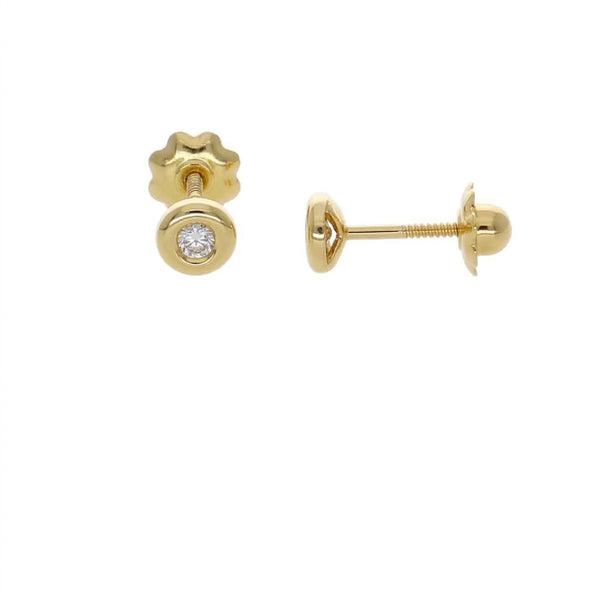 Aros Niña Oro Amarillo 18K con Circones 4mm | AR-14768