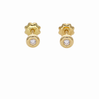 Aros Niña Oro Amarillo 18K con Circones 4mm | AR-14768