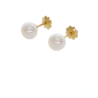 Aros Niña Oro Amarillo 18K con Perlas Cultivadas (6,5 mm) | AR-14769