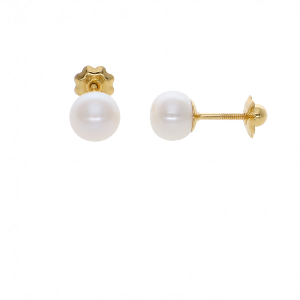 Aros Niña Oro Amarillo 18K con Perlas Cultivadas (6,5 mm) | AR-14769